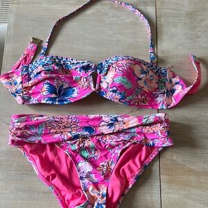 Lilly Pulitzer Vintage Floral Pink Bikini Set Size 10